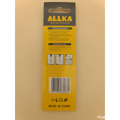 Алмазное Сверло по стеклу и керамике 8мм четырехгранное ALLKA цена в Ташкенте