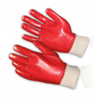 Перчатки маслобензостойкие с полным ПВХ покрытием (красные)
