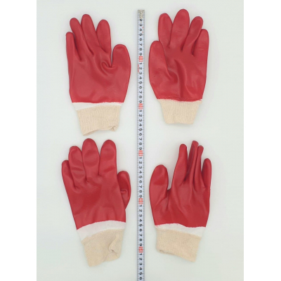 Перчатки маслобензостойкие с полным ПВХ покрытием (красные)