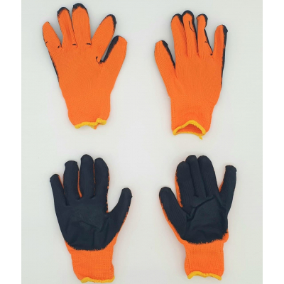 Перчатки вспененные обрезиненные черно-оранжевые