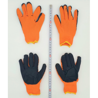 Перчатки вспененные обрезиненные черно-оранжевые
