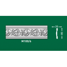Плинтус потолочный с орнаментом из пенопласта M100/6 "Baraka Dekor"