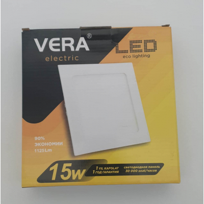 Светодиодный панель 15W Внутр. Квадрат VERA  S-15