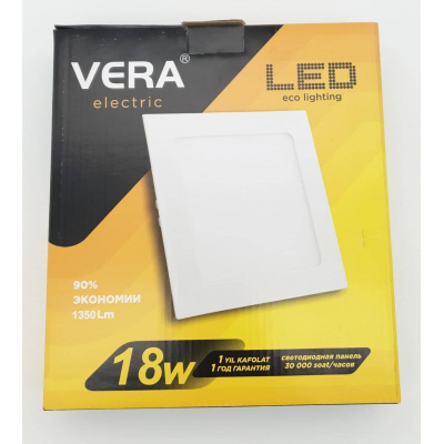 Светодиодный панель 18W Внутр. Квадрат VERA S-18