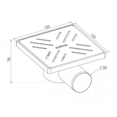 Сантехнический Трап 15 Х 15СМ с решёткой из нержавеющей стали с сухим клапаном " NOVA 5026 "