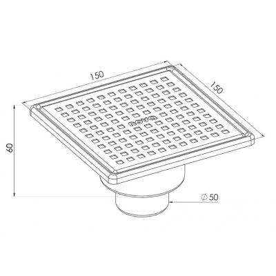 Сантехнический Трап 15 Х 15СМ с решёткой из нержавеющей c металлической рамкой " NOVA 5037 "