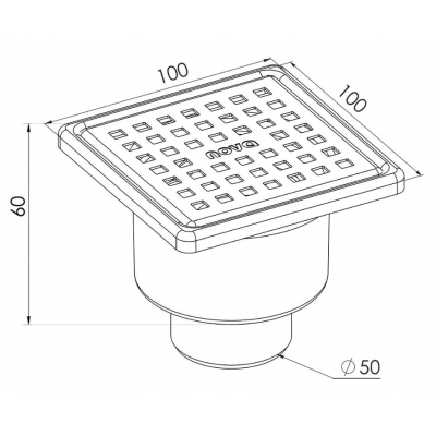 Сантехнический трап 10Х10см с решеткой и рамкой из нержавейки и дополнительным клапаном " NOVA 5067 "