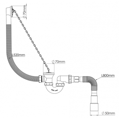 Сифон для ванны U - образный с гофра трубой " NOVA 1520 "