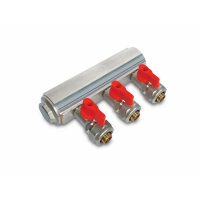 Коллектор для теплого пола с шаровыми краниками  Ø 1" ВР x 3/8"  на 2 выхода "KAS"