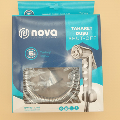 Лейка гигиеническая cо шлангом хромированная пластик Nova 8103